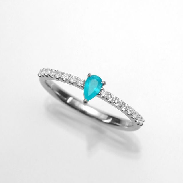 ブラジル産バターリャ鉱山パライバトルマリン0.164ctプラチナリングダイヤ0.153ct付 (中央宝石研究所宝石鑑別書付)
