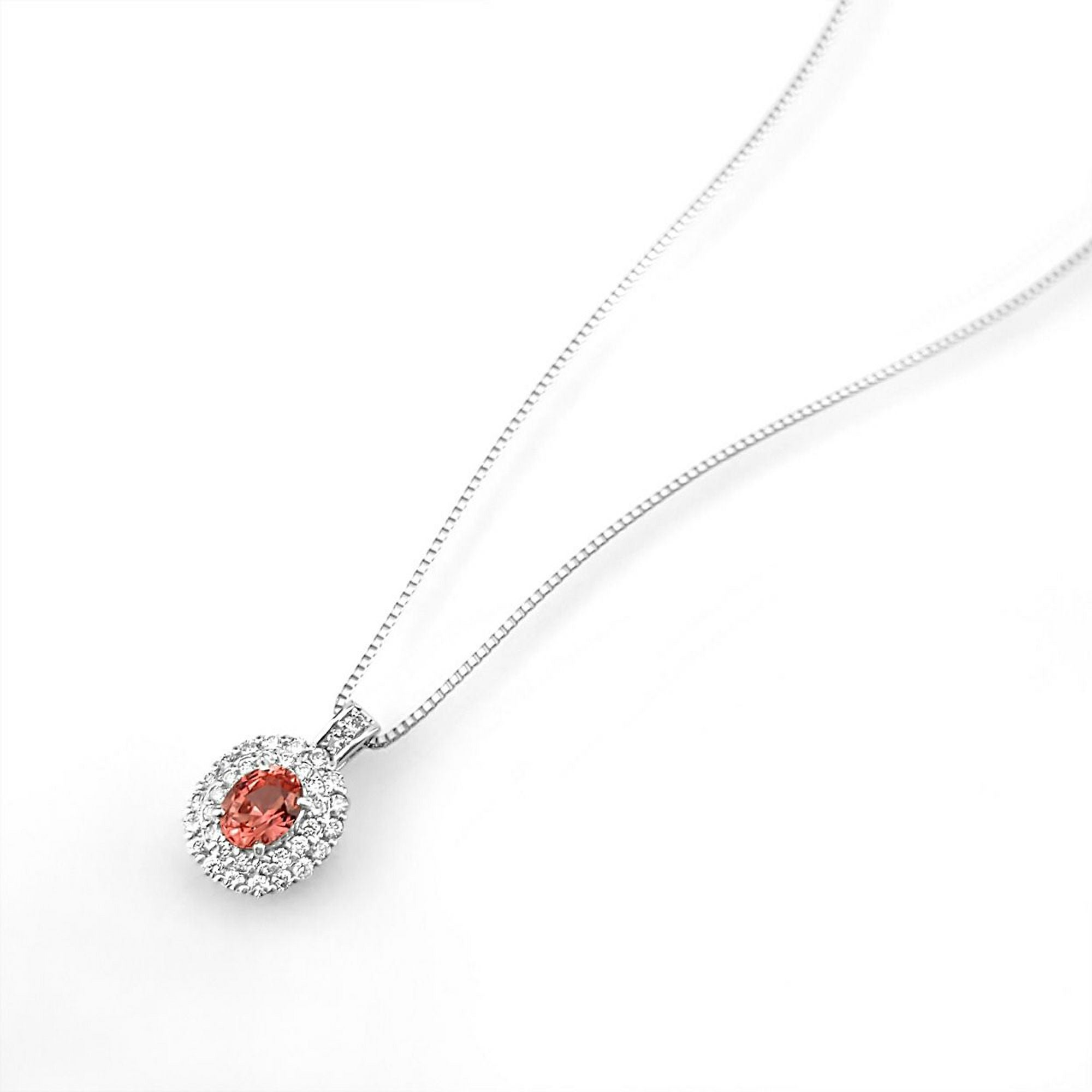 非加熱パパラチャサファイア0.56ctプラチナネックレスダイヤ0.28ct付(GIA宝石鑑別書付)
