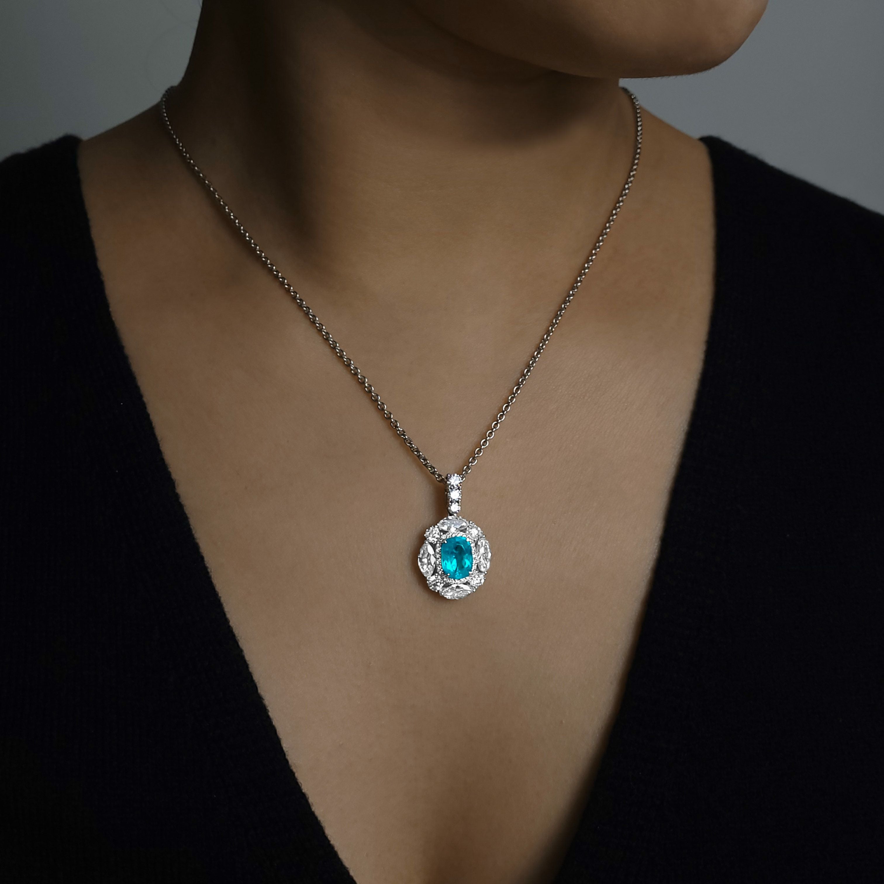 ブラジル産パライバトルマリン1.90ctプラチナネックレスダイヤ2.38ct付(GIA宝石鑑別書 中央宝石研究所宝石鑑別書付)