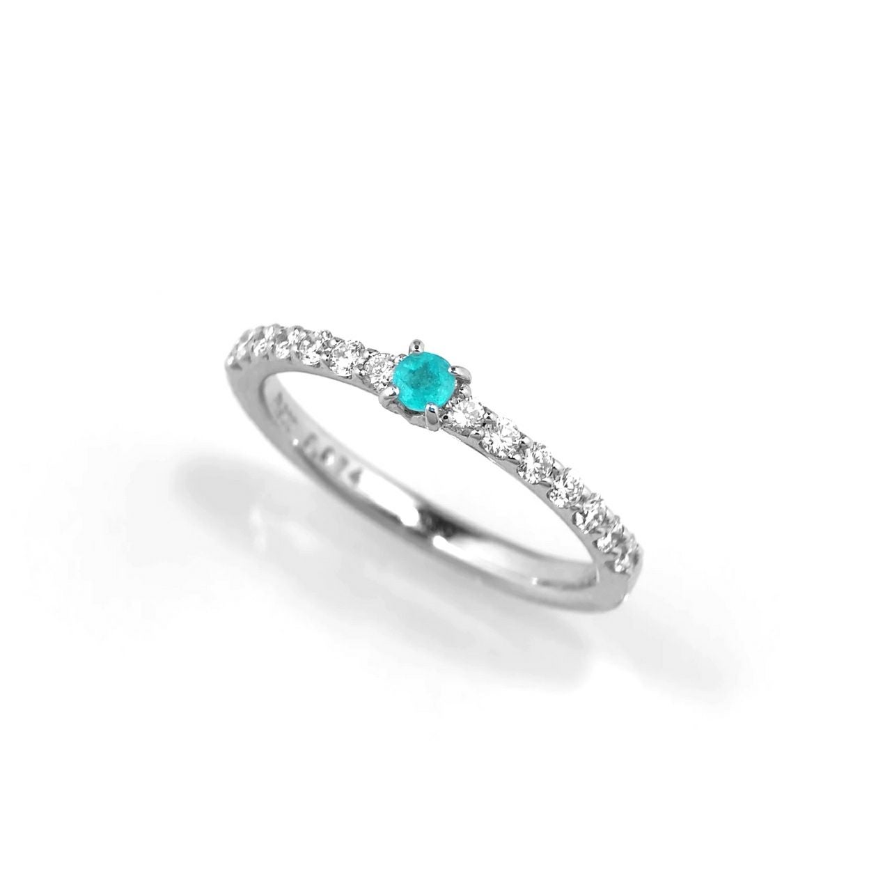JE120★高級 パライバトルマリン0.07ct ダイヤ プラチナ ヘッド 鑑付 ブラジル産パライバトルマリン0.07ctプラチナリングダイヤ0.27ct付