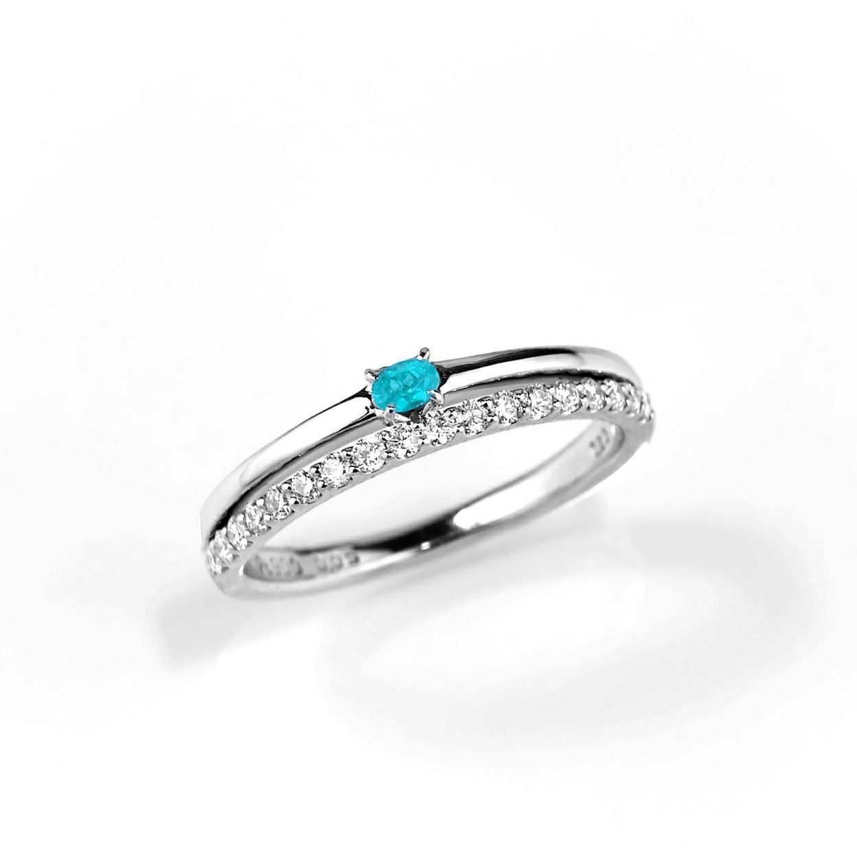 ブラジル産パライバトルマリン0.05ctプラチナリング0.20ct付(中央宝石研究所宝石鑑別書付)