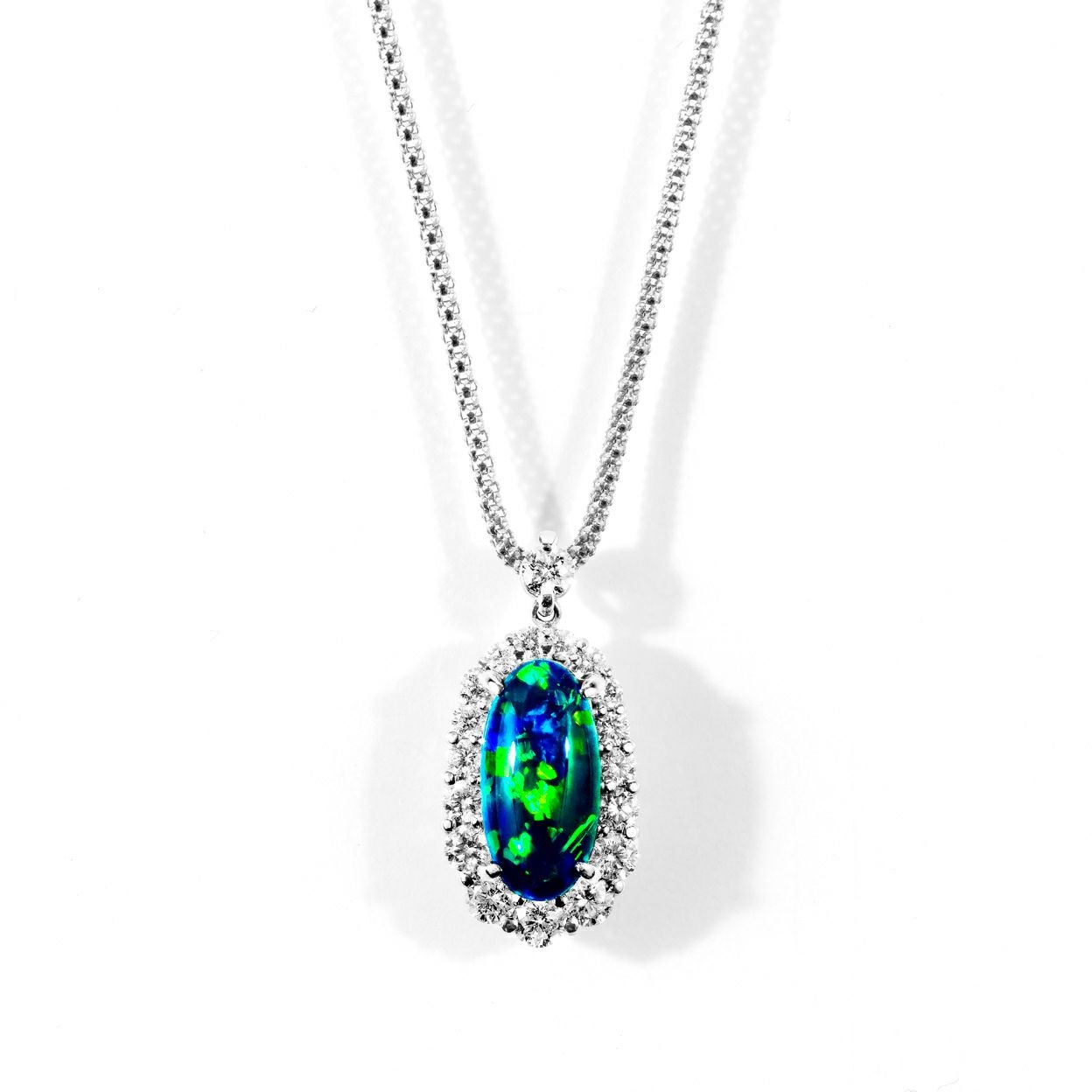 ブラックオパール1.78ctプラチナネックレスダイヤ0.76ct付(宝石鑑別書付)